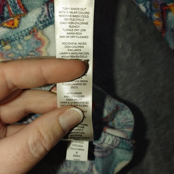 Chicos Womens‎ M Blue Orange Paisley Cowl Neck Top Boho Artcore Resort Vacation - Picture 8 of 9